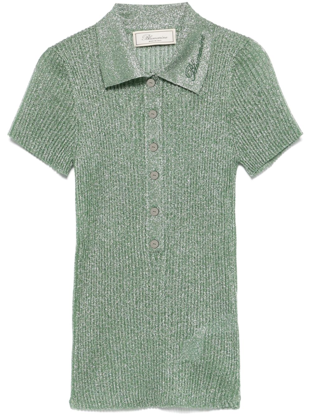 Blumarine lurex polo top - Green