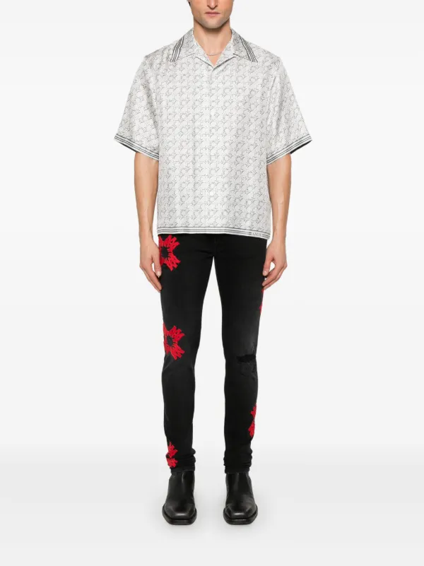 AMIRI MA Quad-appliqué Skinny Jeans | Black | FARFETCH JO
