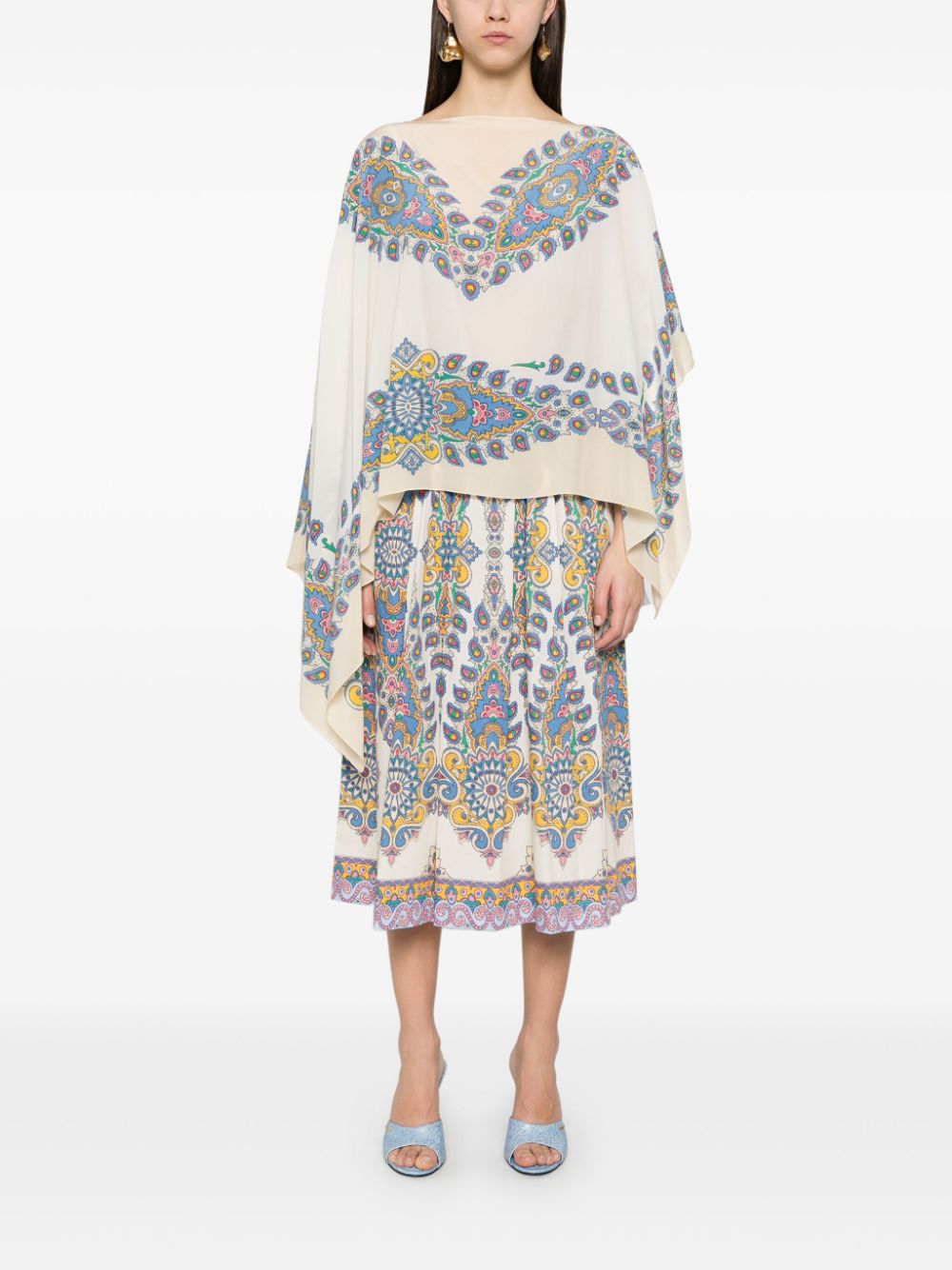 ETRO Poncho met paisley-print - Beige