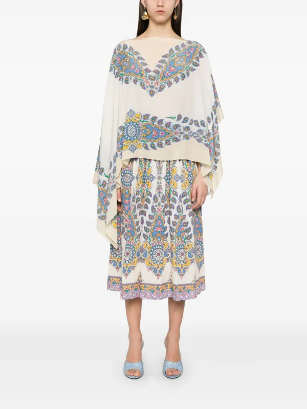 ETRO ペイズリー シルクポンチョ | ニュートラル | FARFETCH JP