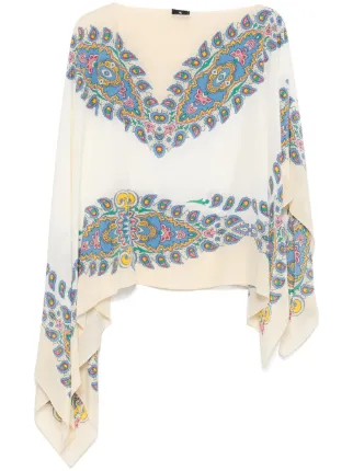 美品❤︎ETRO シルクポンチョ ETRO ペイズリー シルクポンチョ | ニュートラル | FARFETCH JP