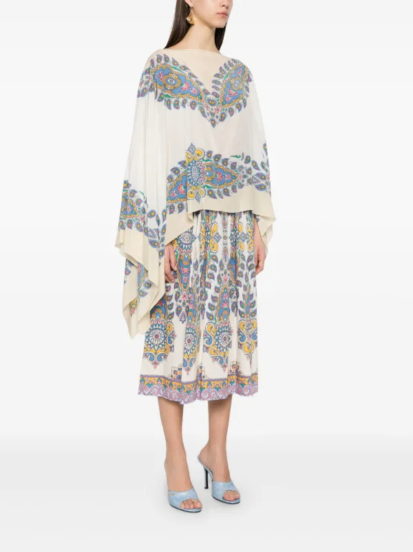 ETRO ペイズリー シルクポンチョ | ニュートラル | FARFETCH JP
