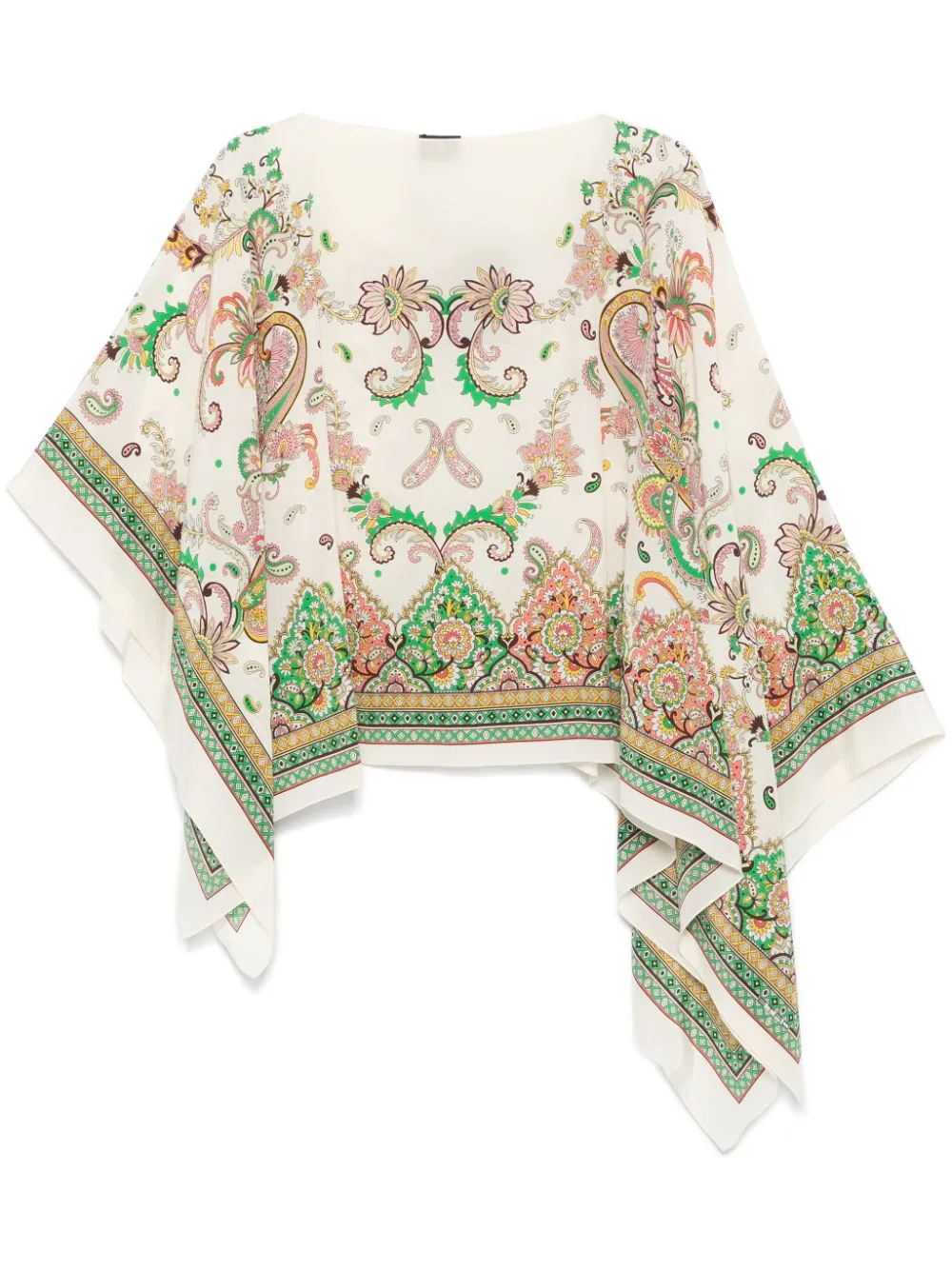 Shop Etro Paisley-print Silk Poncho In Neutrals
