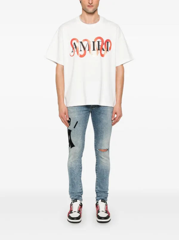 AMIRI★ロゴ エンブロイダリー スキニー ジーンズ AMIRI D-Staggered スキニージーンズ Vintage Indigo (AMIRI