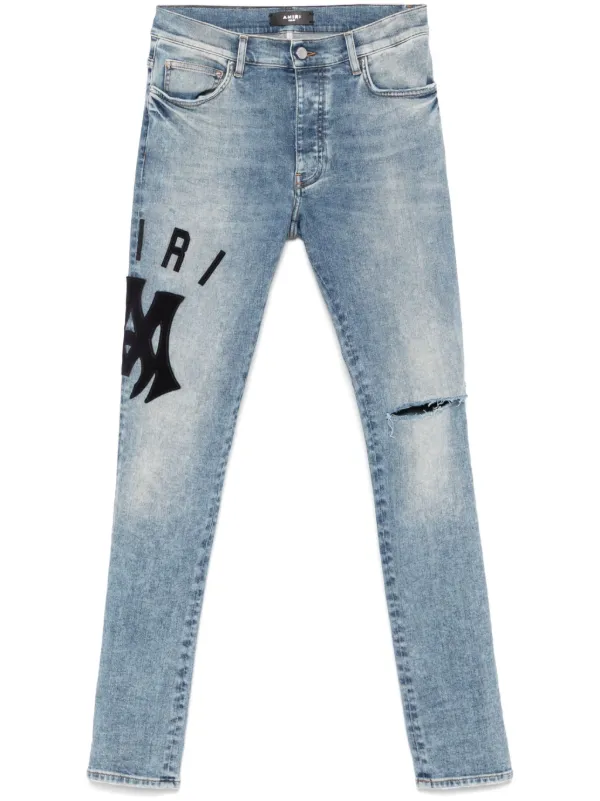 AMIRI Black Varsity Appliqué Jeans Amiri