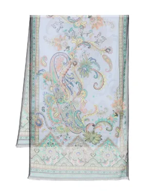ETRO エトロ ペイズリー柄 スカーフ ショール 絹 シルク ウール