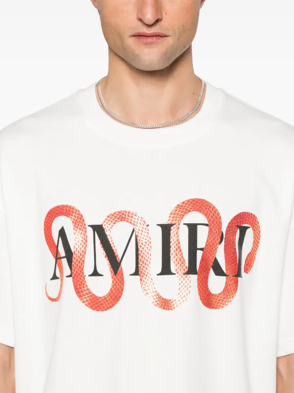 AMIRI ◆ アミリ スネーク プリント Tシャツ 半袖 ロゴ AMIRI Snake Tシャツ | ホワイト | FARFETCH JP