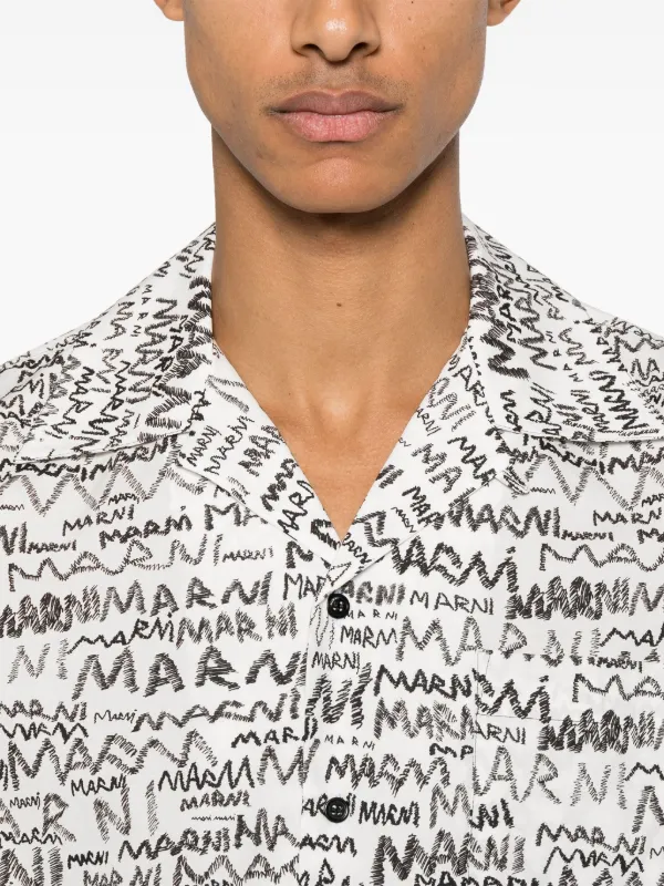 Marni Pencil logo-print Shirt | White | FARFETCH CY