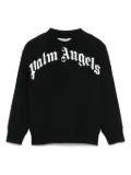 Palm Angels Kids curved-logo crew-neck sweatshirt - Black