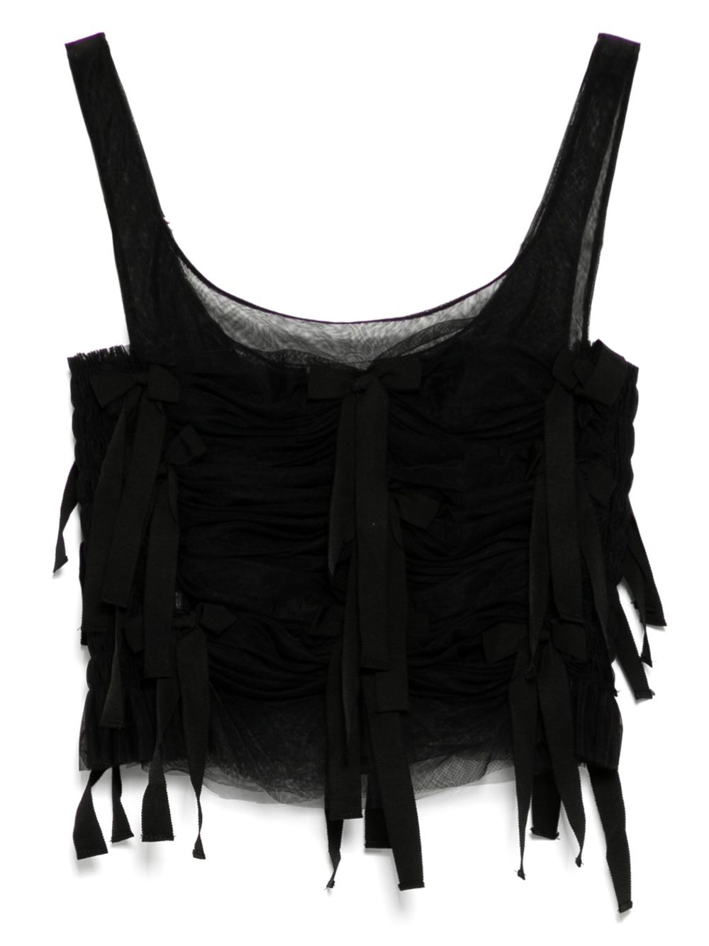 CAROLINE HU Tulle top met strik - Zwart