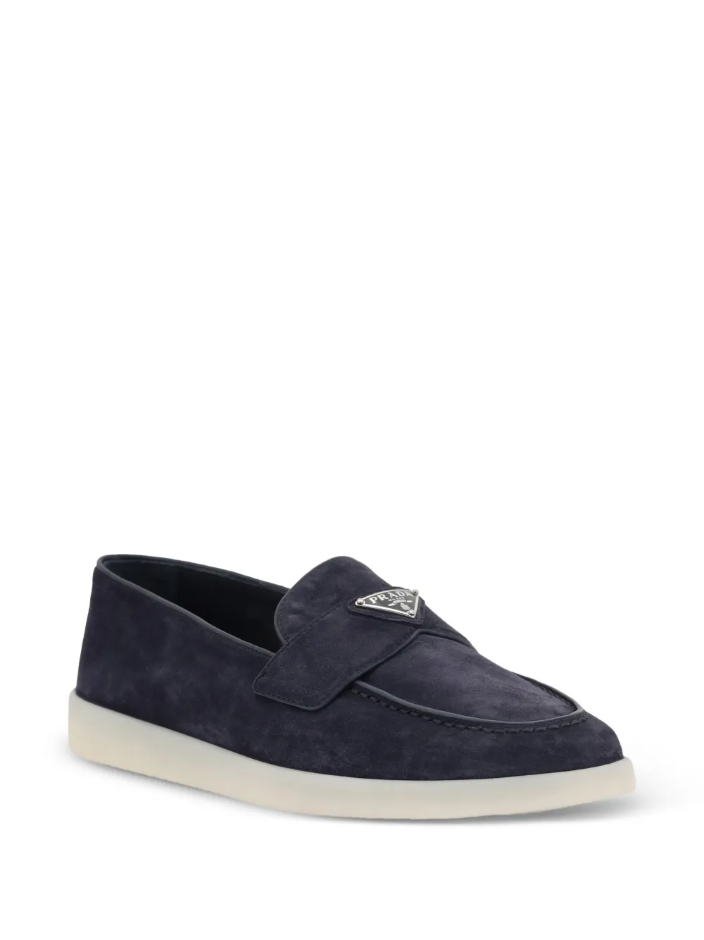 Prada enamel triangle-logo loafers - Blauw