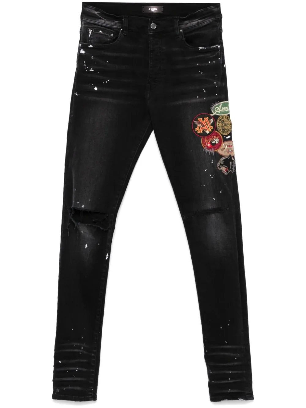 Shop Amiri Patch-detailing Skinny Jeans In Black