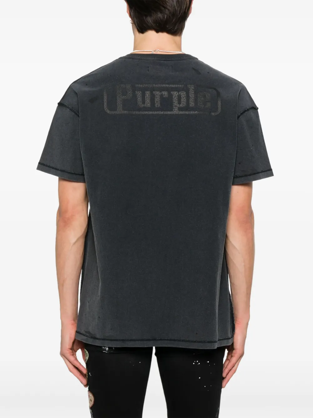 Purple Brand T-shirt met logoprint Grijs