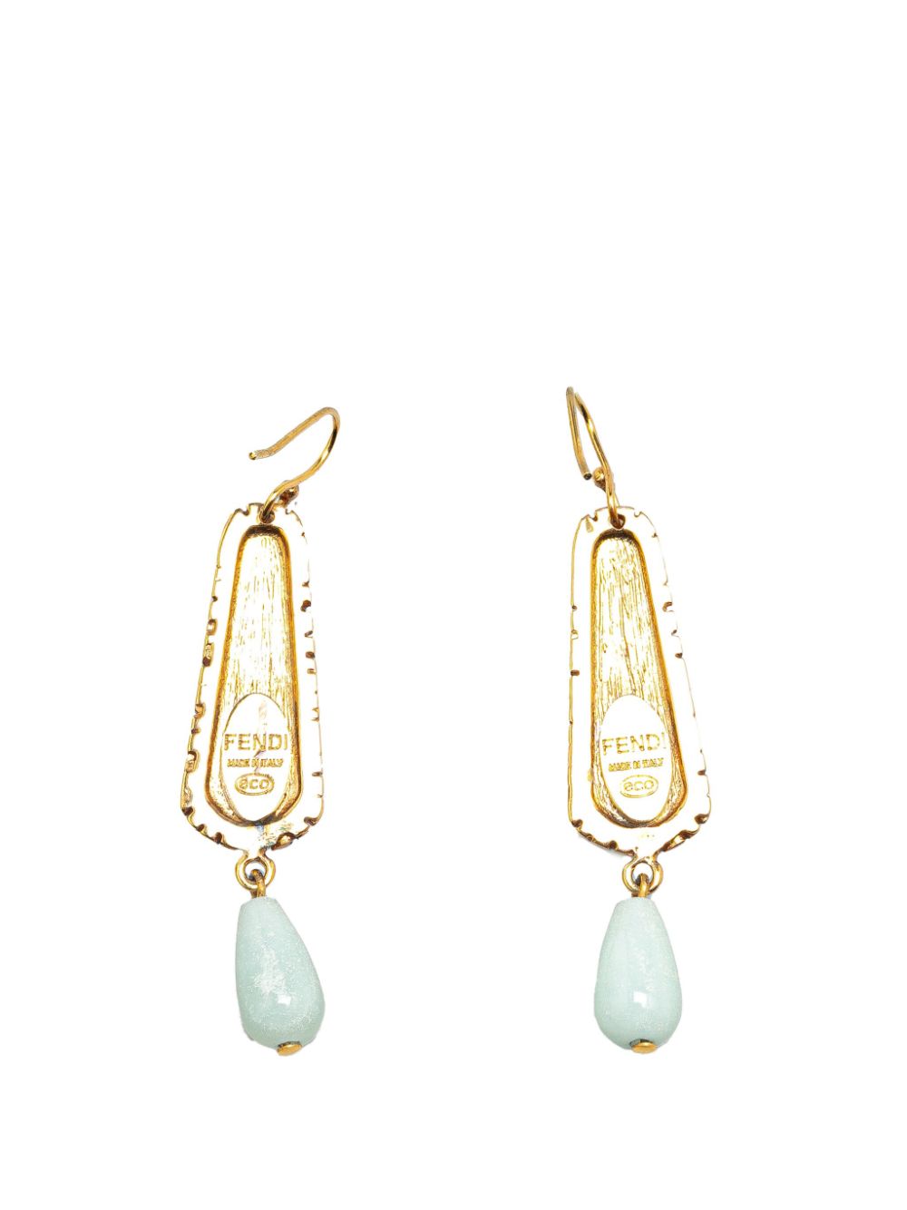 Fendi Pre-Owned 20th Century Gold Plated Turquoise French Hook costume earrings