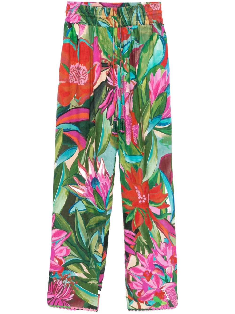 floral-print trousers