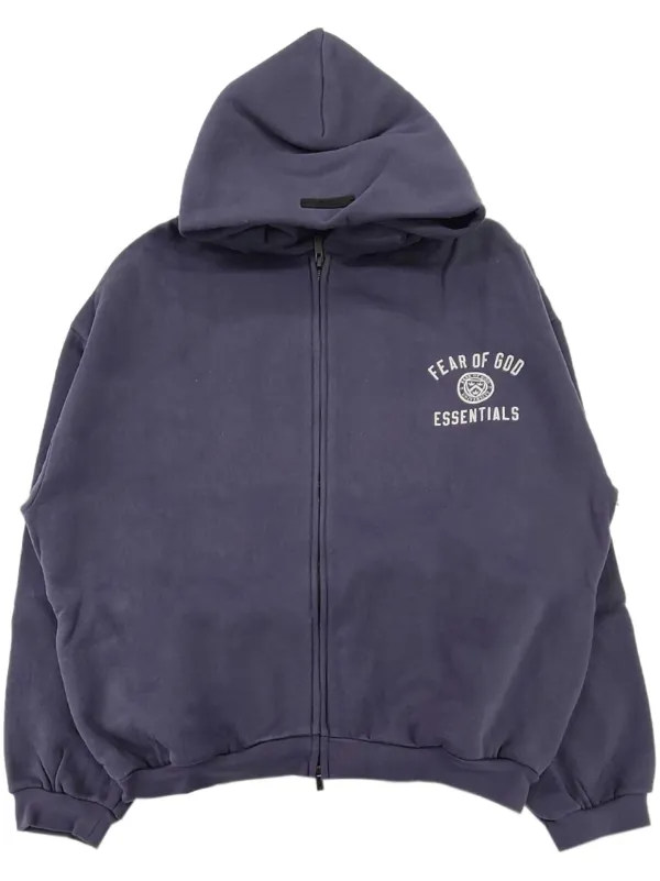 FEAR OF GOD ESSENTIALS logo-print Hoodie Blue FARFETCH IN