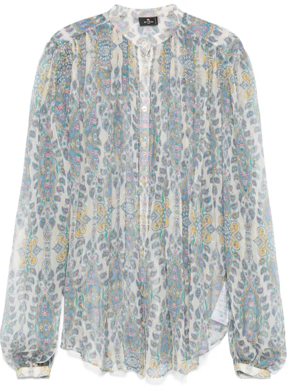 美品✨エトロ シルク100% ブラウス ペイズリー ETRO ペイズリーブラウス | グレー | FARFETCH JP