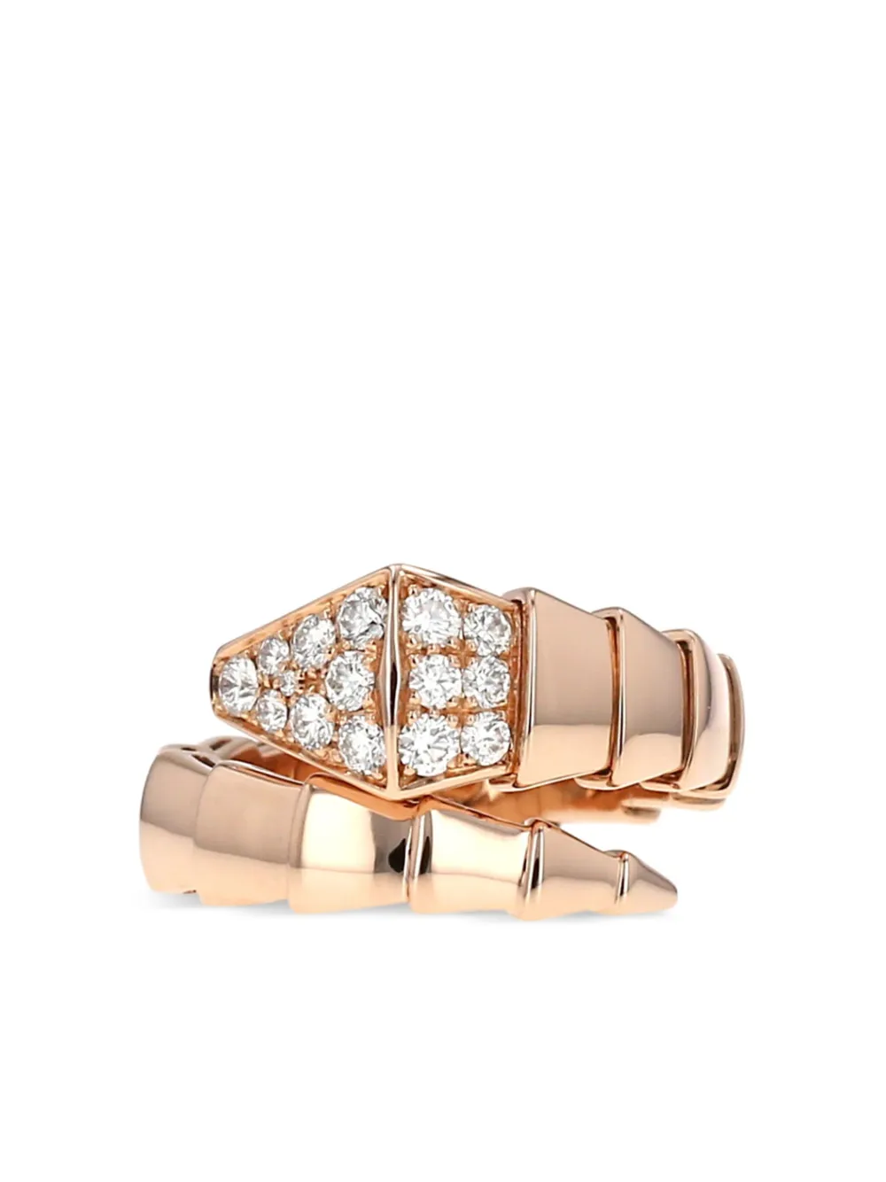 Bvlgari Pre-Owned 18K rose gold Serpenti Viper diamond ring - Roze