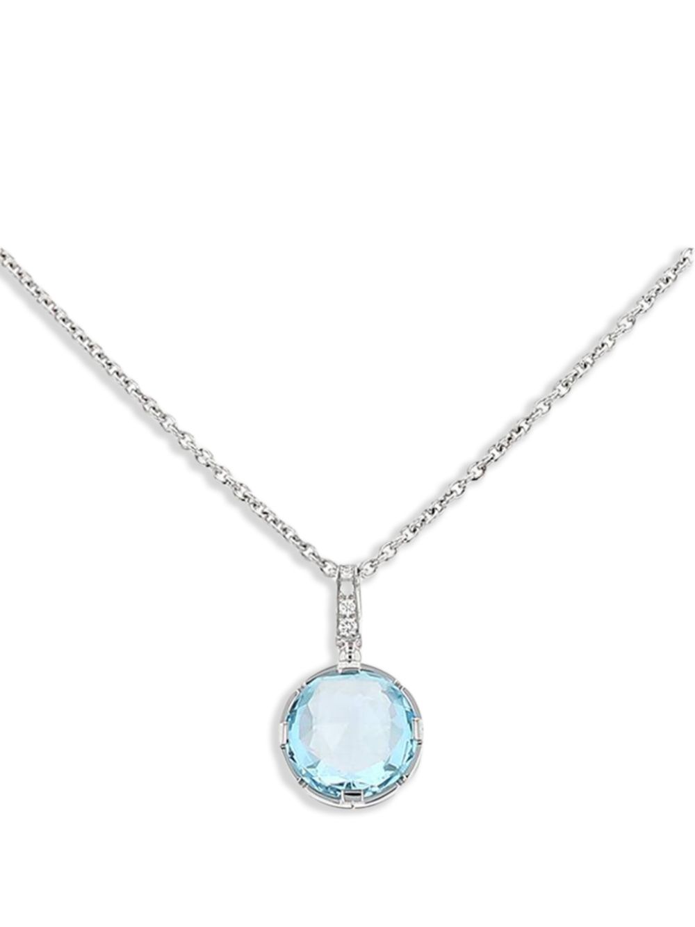 18K white gold Parentesi diamond and topaz pendant necklace