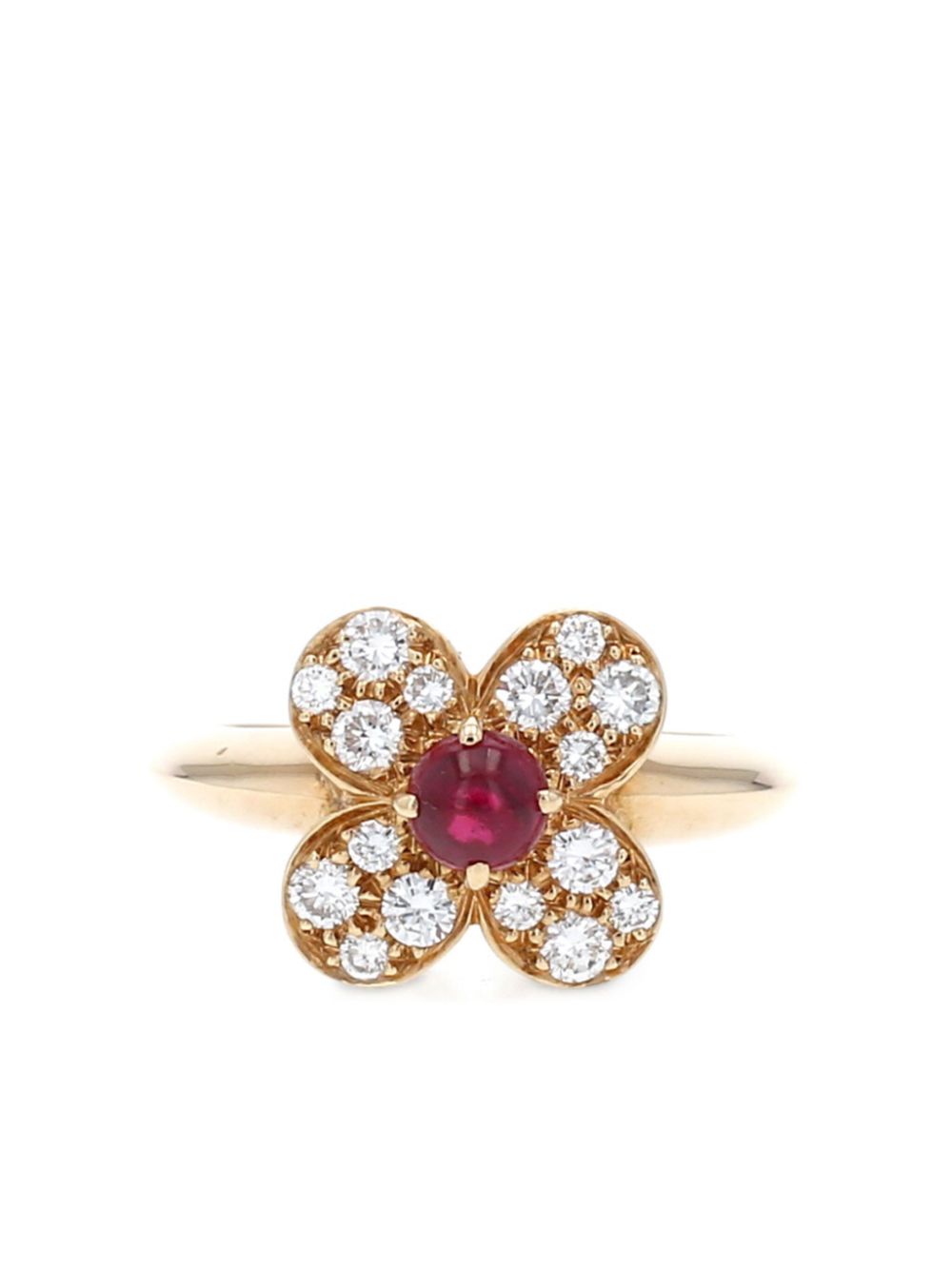 Van Cleef & Arpels 18kt geelgouden ring met robijn en diamant