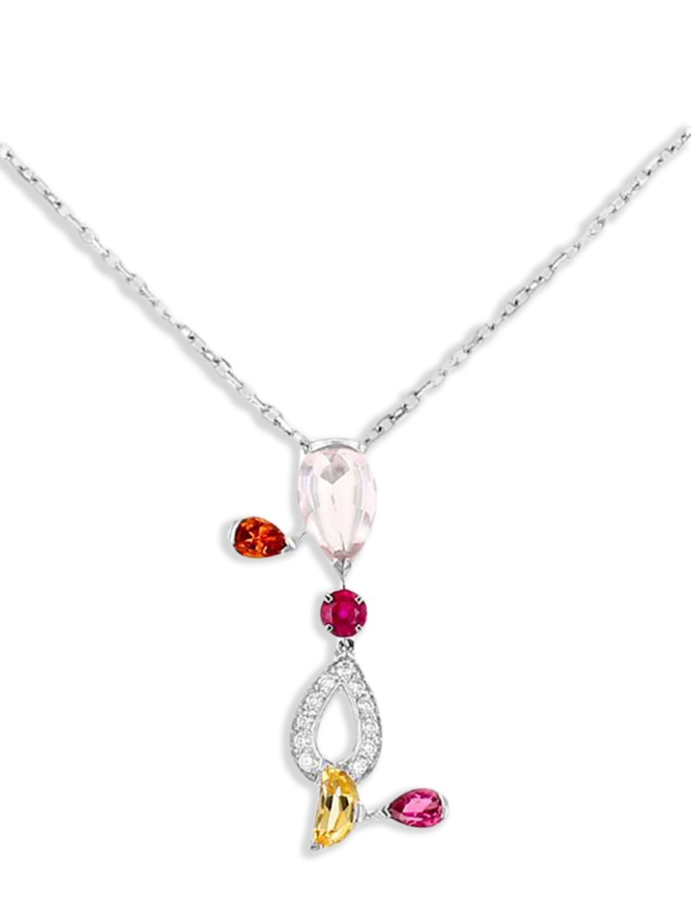 Cartier 18K white gold Meli Melo multi-stone pendant neckalce - Zilver