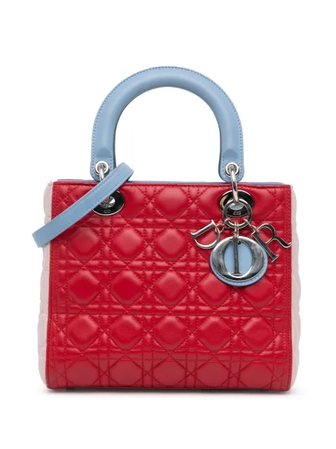 Christian Dior Pre-Owned 2014 Medium Tricolor Lambskin Cannage Lady Dior satchel