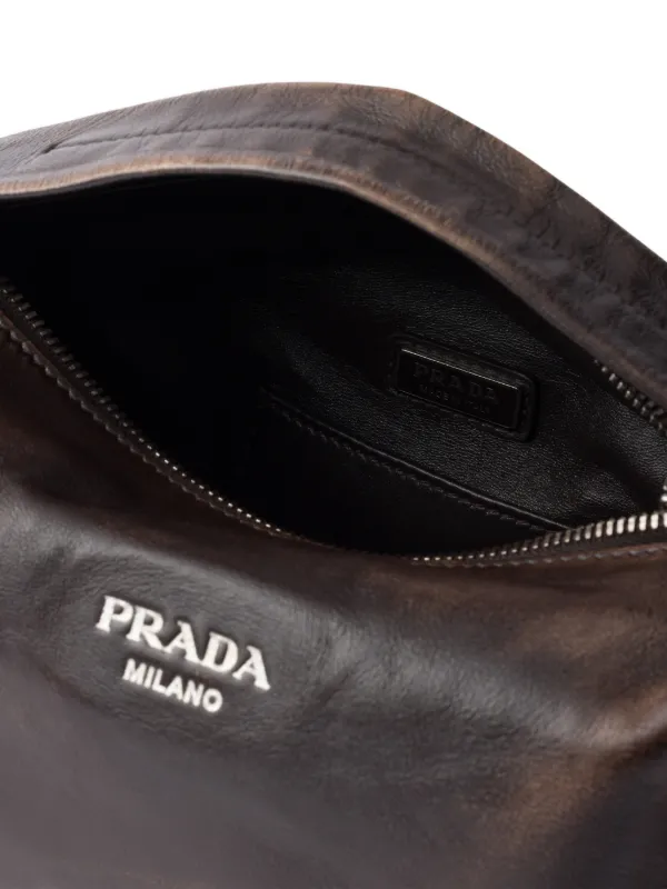 Prada Nappa Leather Shoulder Bag | Brown | FARFETCH ZA