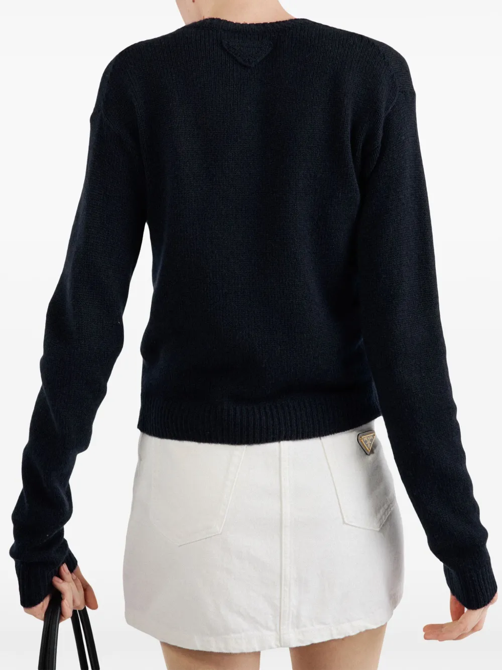 Prada Logo-appliqué Denim Mini Skirt In White