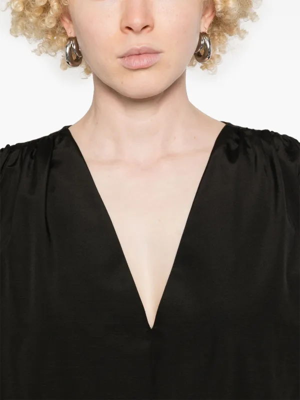 【送料&関税込】The Row Beauvoir V-neck Midi Dress The Row Beauvoir Midi Dress | Black | FARFETCH