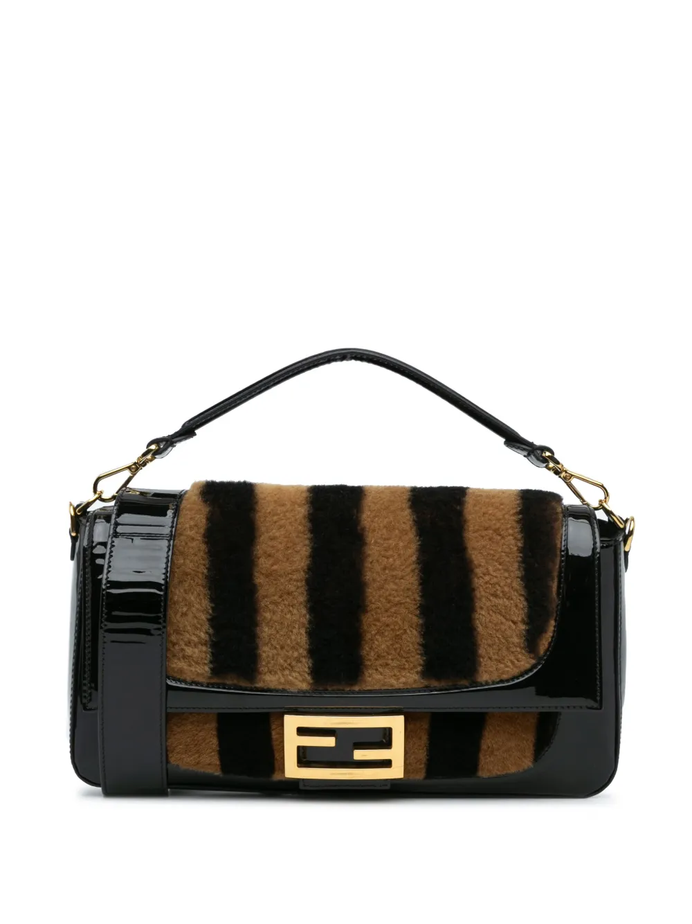 Fendi Pre-Owned 2010-2024 Shearling Pequin Baguette satchel | Black | Image 1