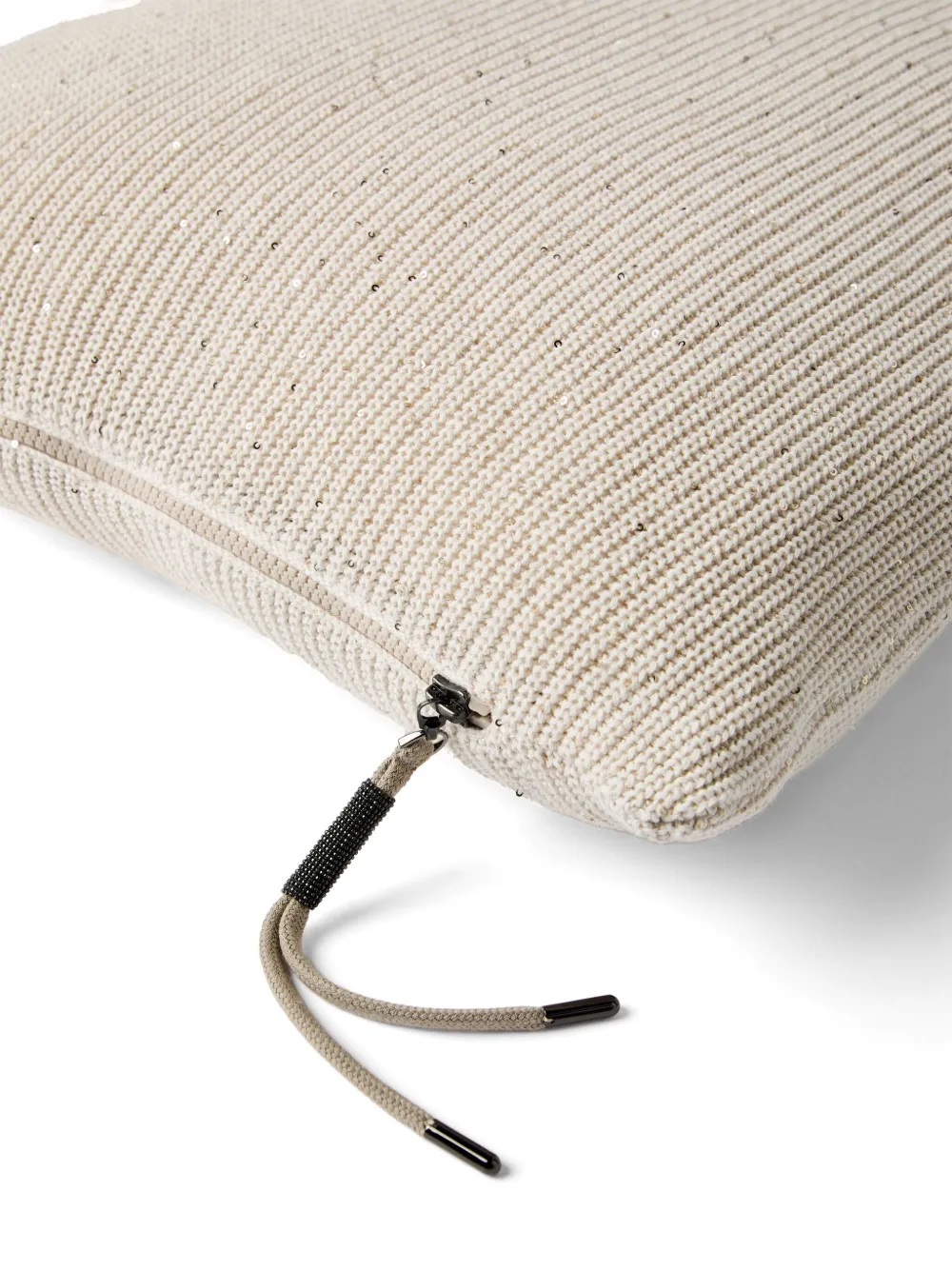 Brunello Cucinelli Knitted Cushion In Neutrals