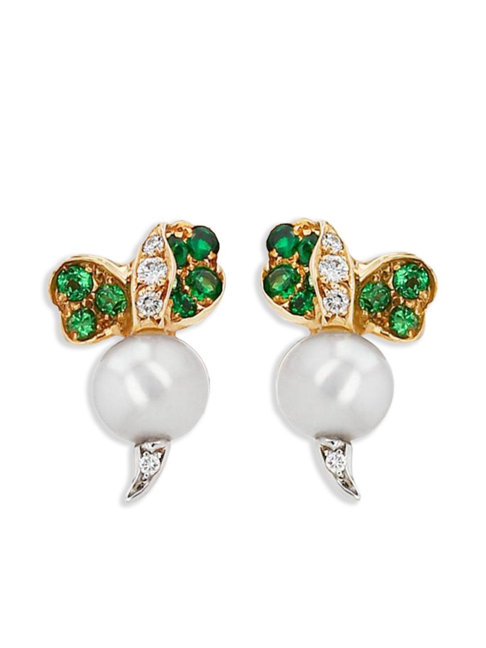 18K yellow gold Rose Bagatelle diamond and tsavorite earrings