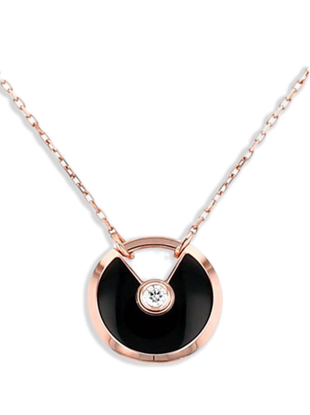 Cartier 18kt roségouden Amulette halsketting met onyx en diamant - Zwart