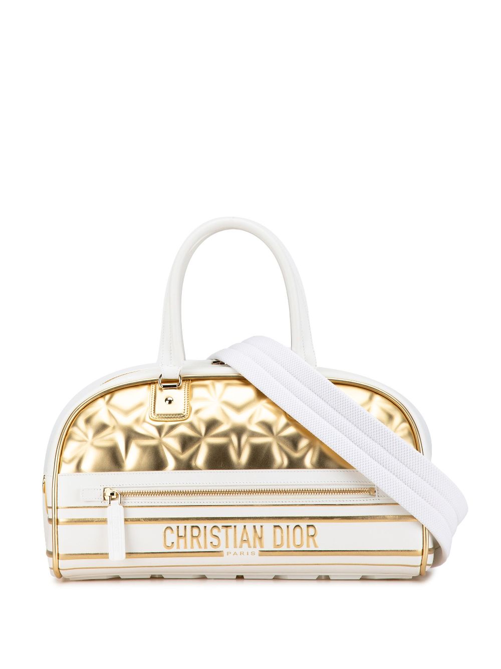 Christian Dior Pre-Owned 2021 Medium Padded Etoile Leather Vibe Zip Bowling Bag satchel - Gold