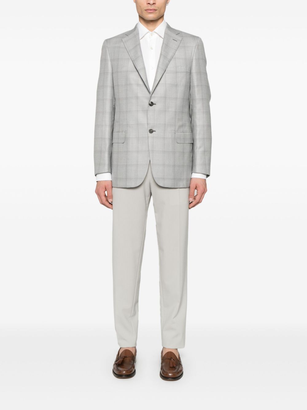 Brioni checked blazer - Grijs