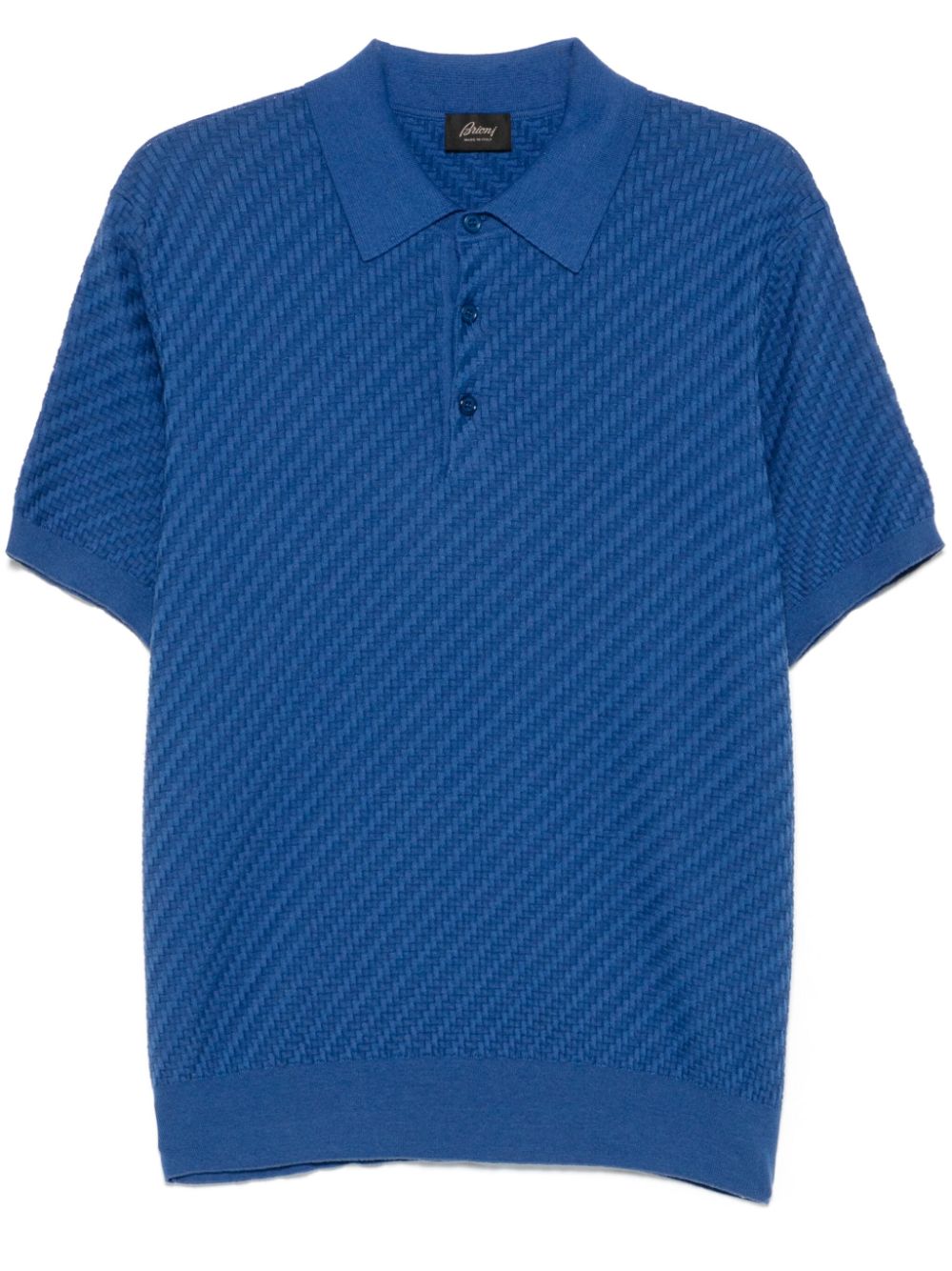 Brioni herringbone polo shirt - Blue