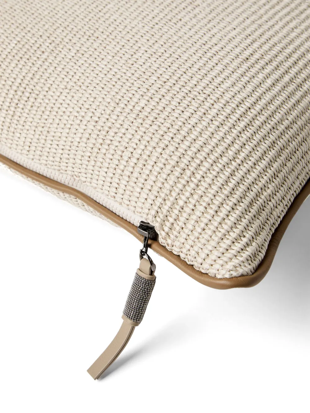 Brunello Cucinelli Techno Raffia Cushion In Neutrals