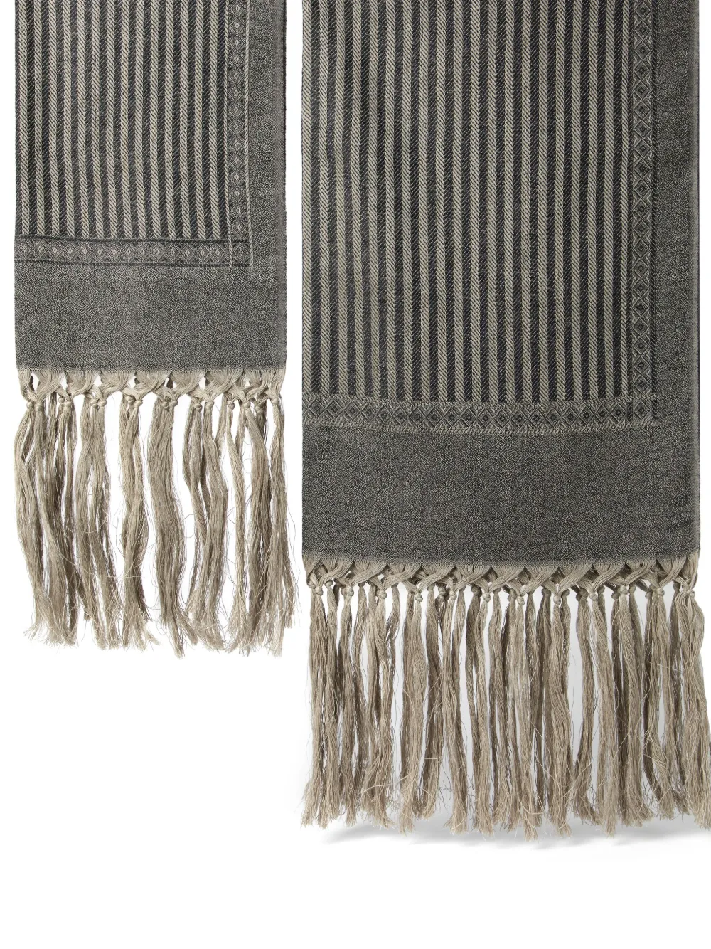 Brunello Cucinelli Twee handdoeken met chevron patroon - Grijs