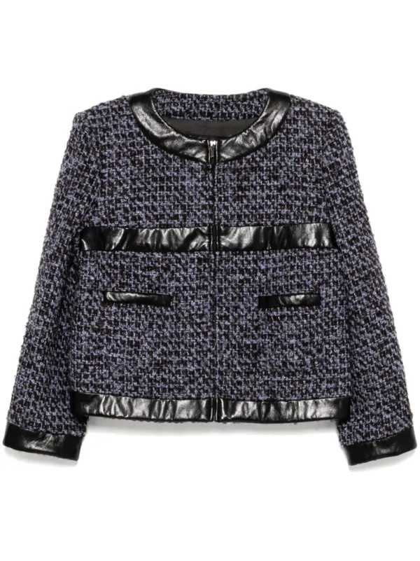 CHANEL Pre-Owned Boucle Jacket Blue FARFETCH UK
