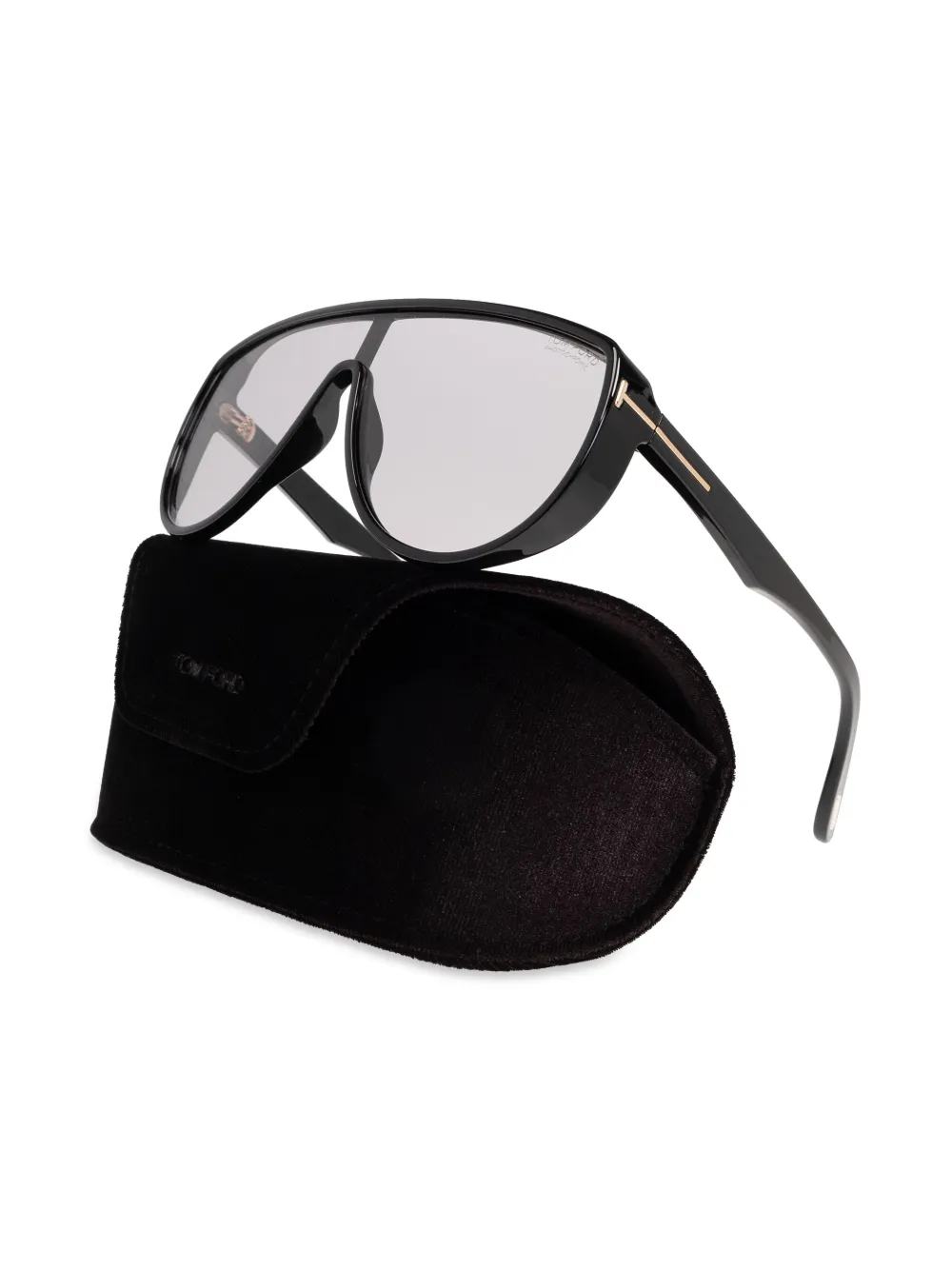 Tom Ford Mens Ft1182 Achilles Pilot-frame Acetate Sunglasses Shiny Black In Black