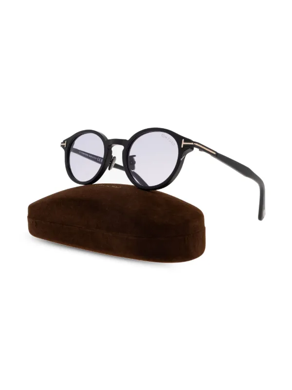 TOM FORD ブラックラウンドサングラス TOM FORD Eyewear グラデーション ラウンドサングラス