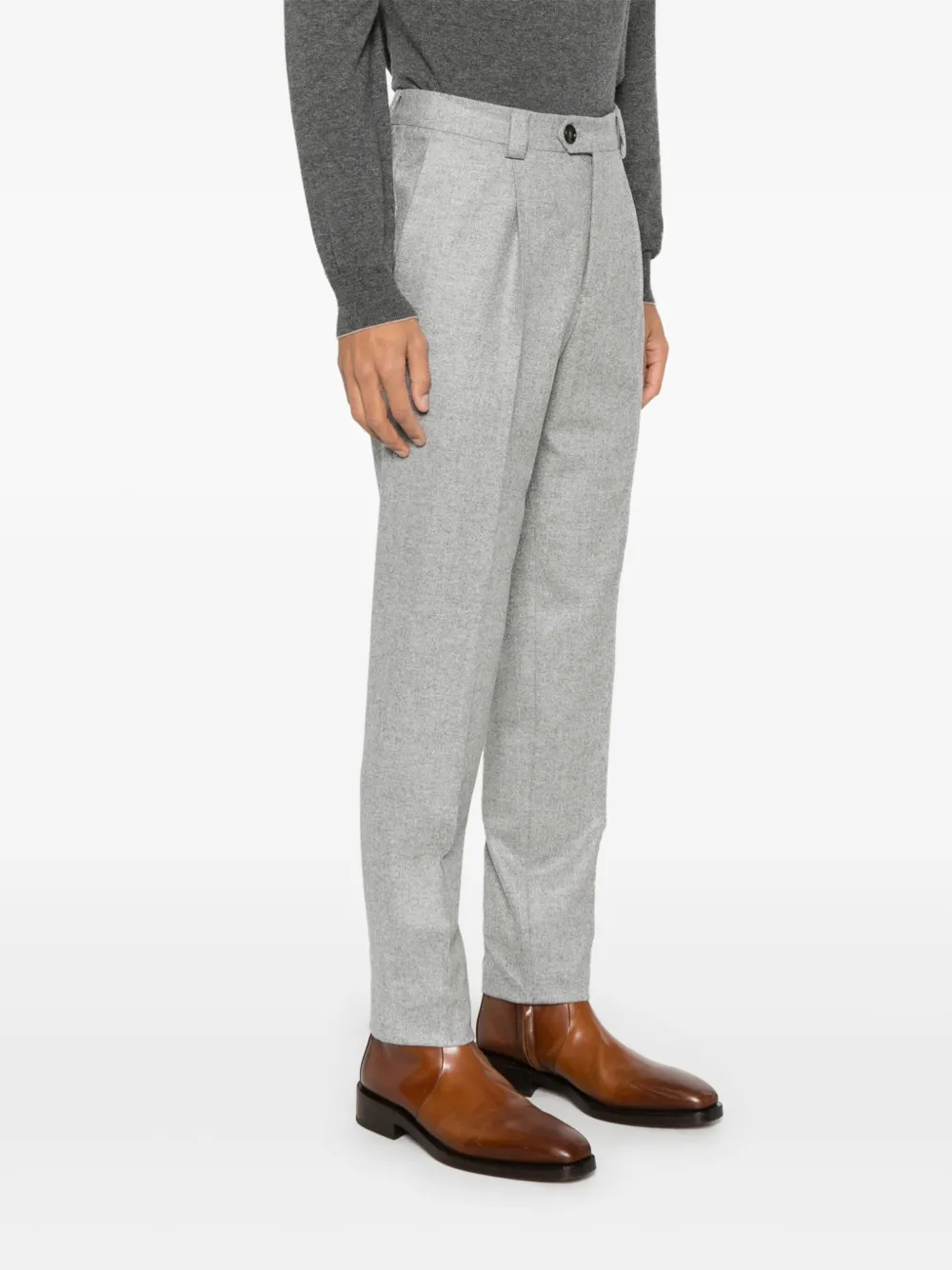 Brunello Cucinelli Broek met visgraatpatroon Grijs