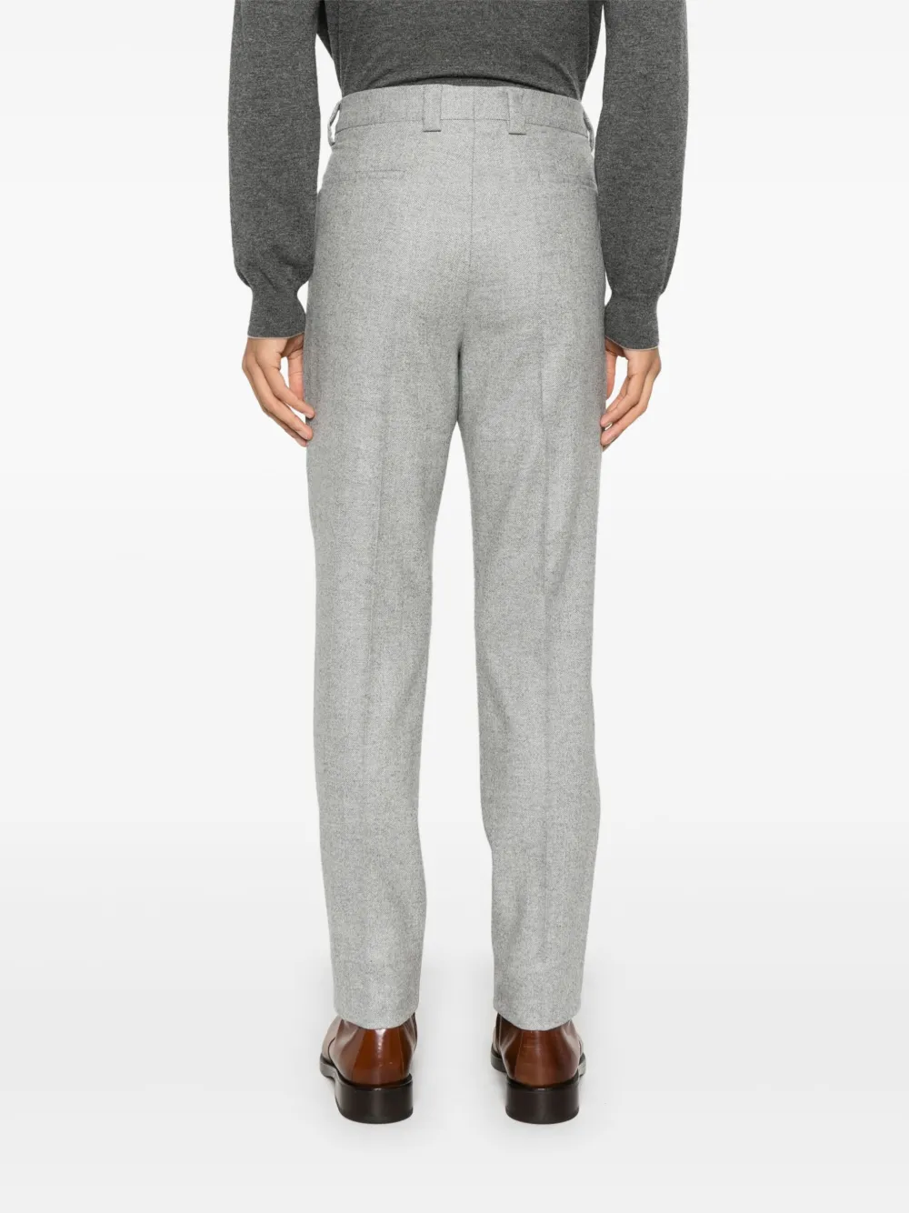 Brunello Cucinelli Broek met visgraatpatroon Grijs