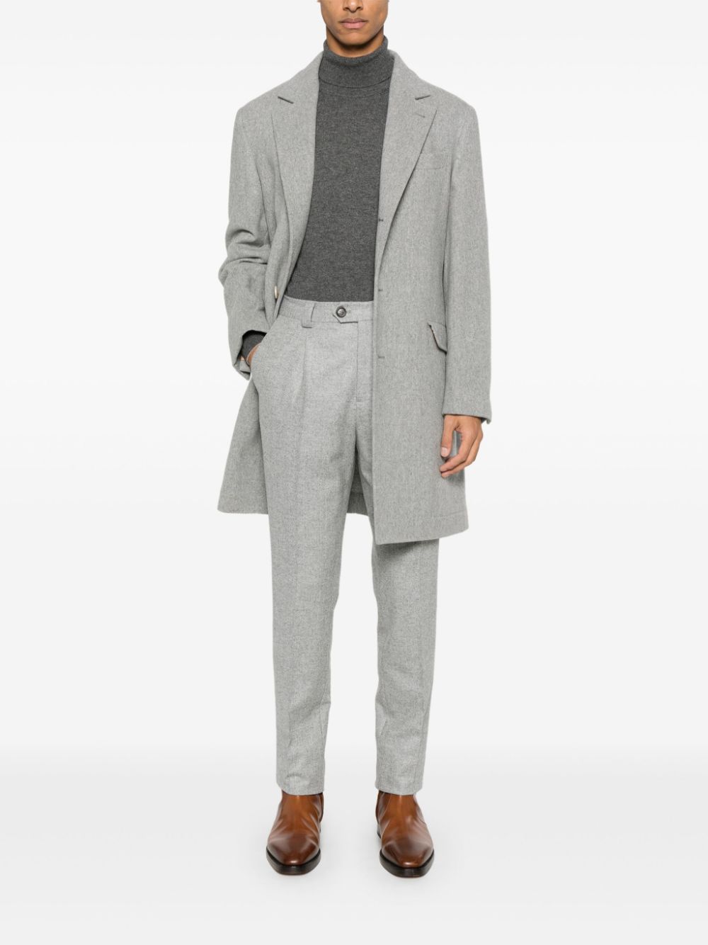 Brunello Cucinelli Broek met visgraatpatroon - Grijs