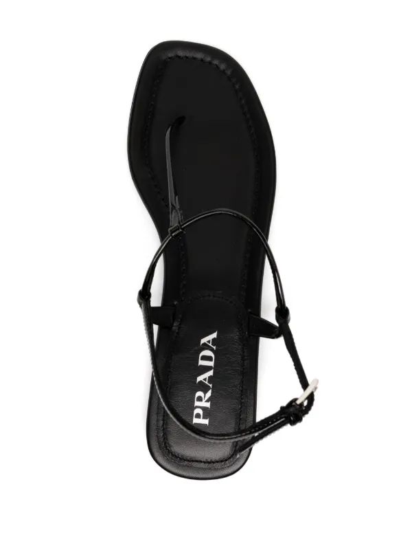 Prada Pre-Owned thong-strap Flat Sandals | Black | FARFETCH