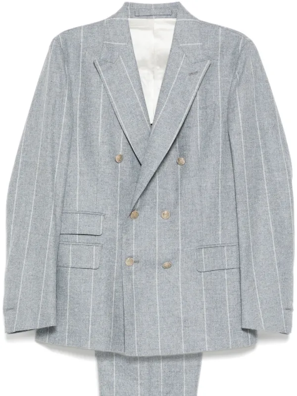 Eleventy Striped Two-piece Suit in Grey