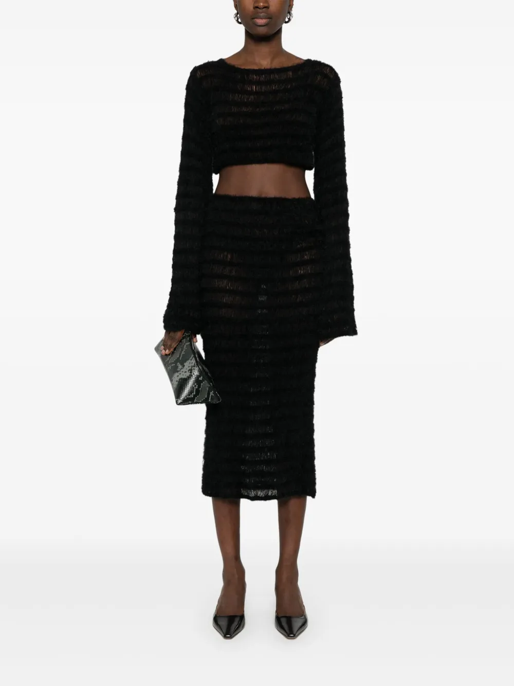 A.M.G. knitted midi skirt - Black