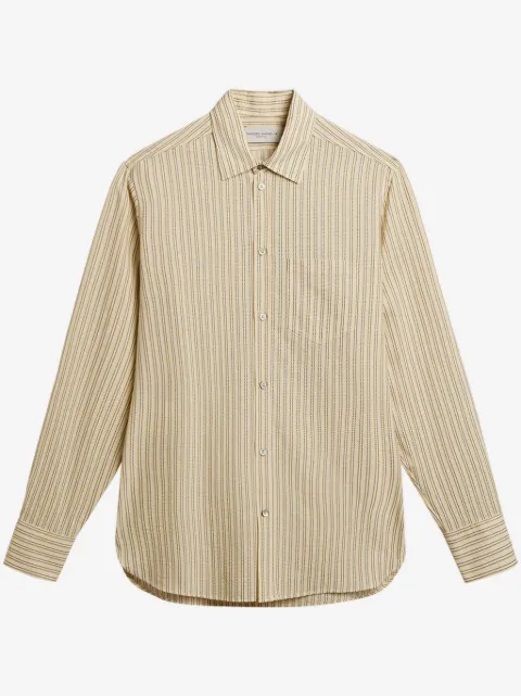 Golden Goose ecru cotton shirt with narrow black stripes