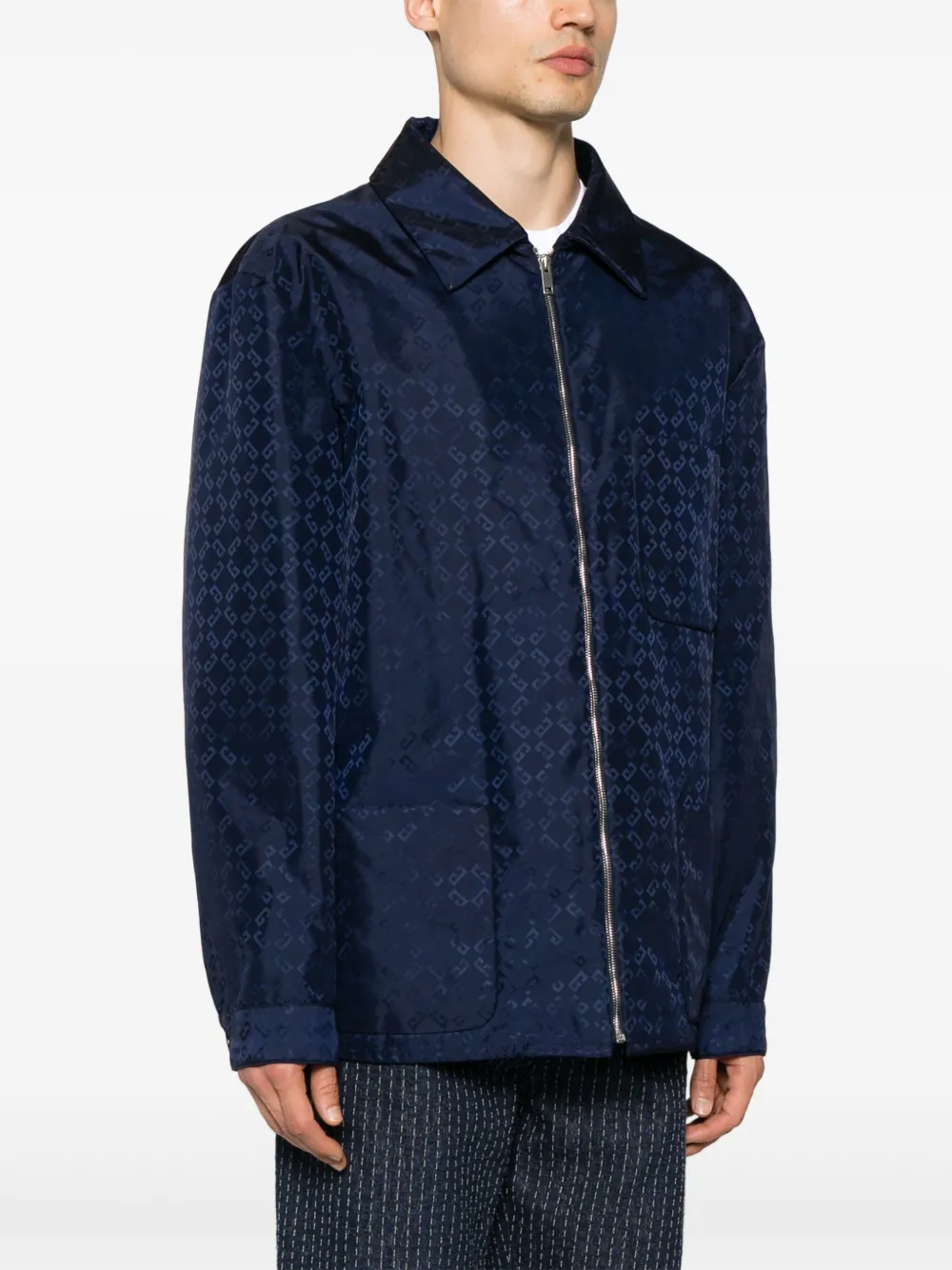 Givenchy Monogram 72 Jacquard Overshirt In Blue