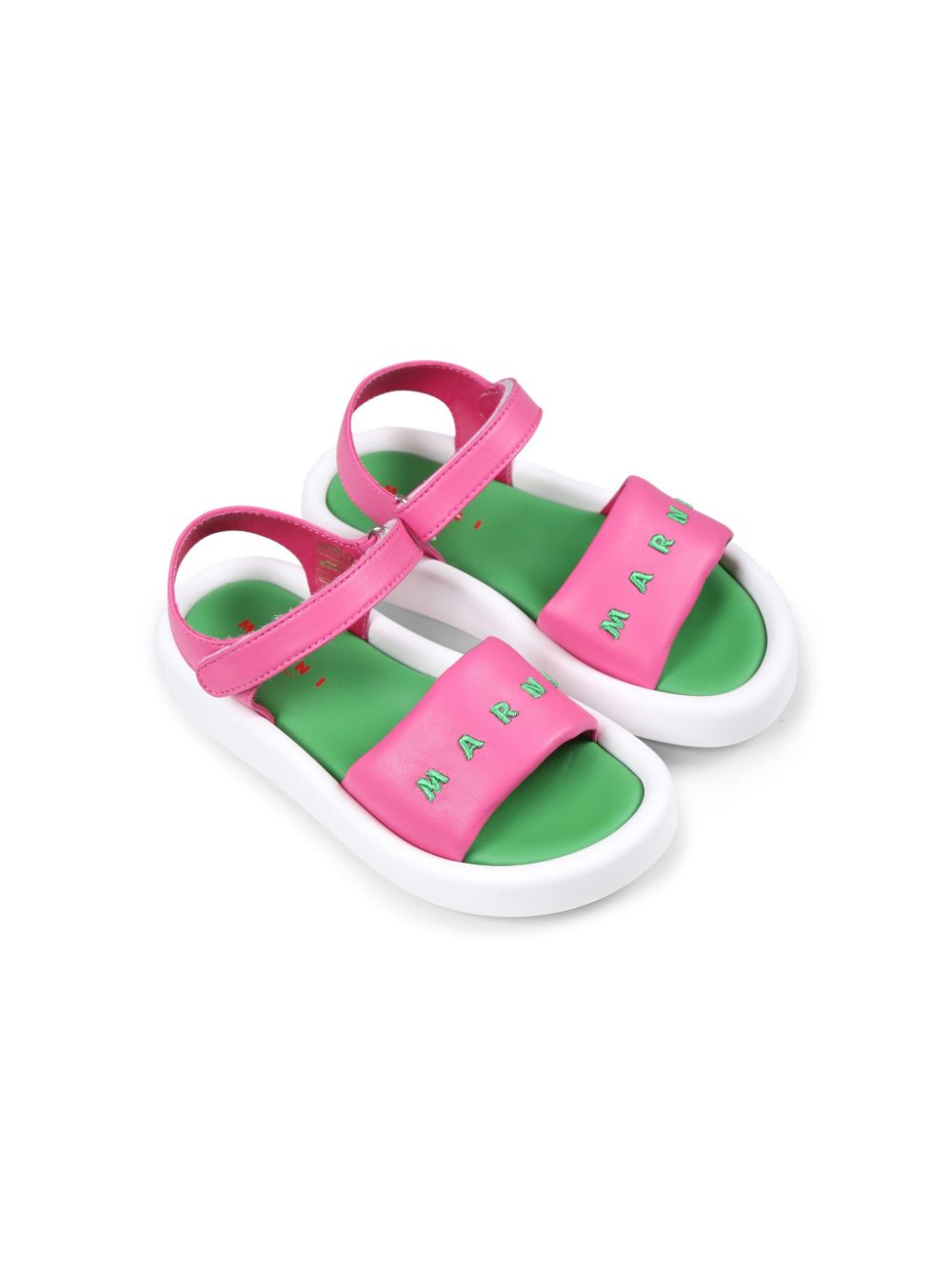 Marni Kids logo-embroidered sandals Pink